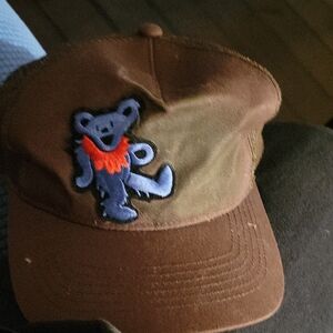 Brown Cap with Blue Bear Patch Greatful Dead